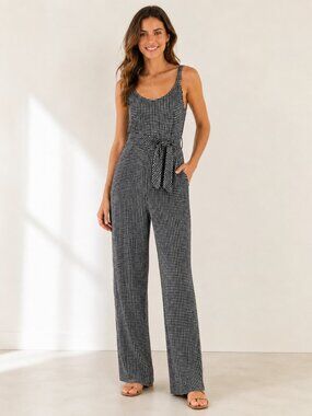 Hollister Black White Gingham Smocked Jumpsuit Casual Medium